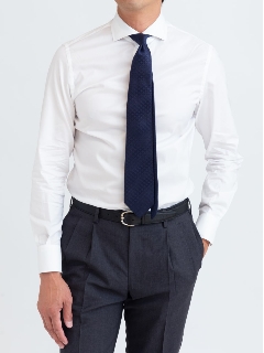 カミチャニスタ(CAMICIANISTA)のHorizontal ナチュラルストレッチ ブロード｜ホワイト タイトフィット