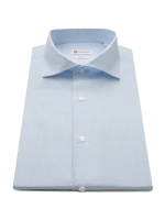 ワイドオープンカラー 綿麻ローン｜サックス（スリムフィット